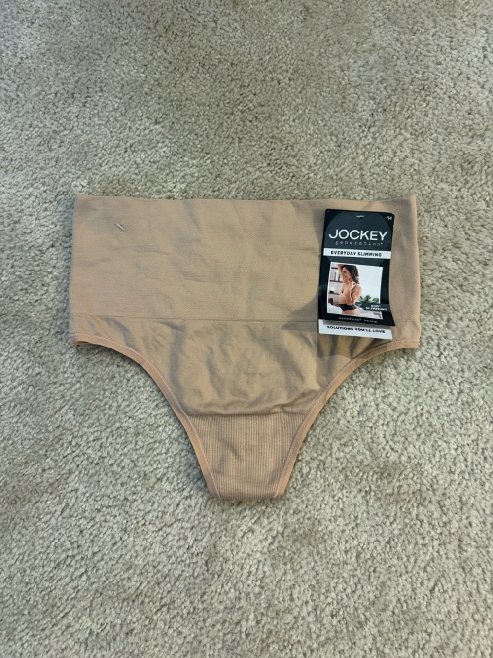NWT Jockey Everyday Slimming Seamfree High Waist Thong Shape wear - Beige
